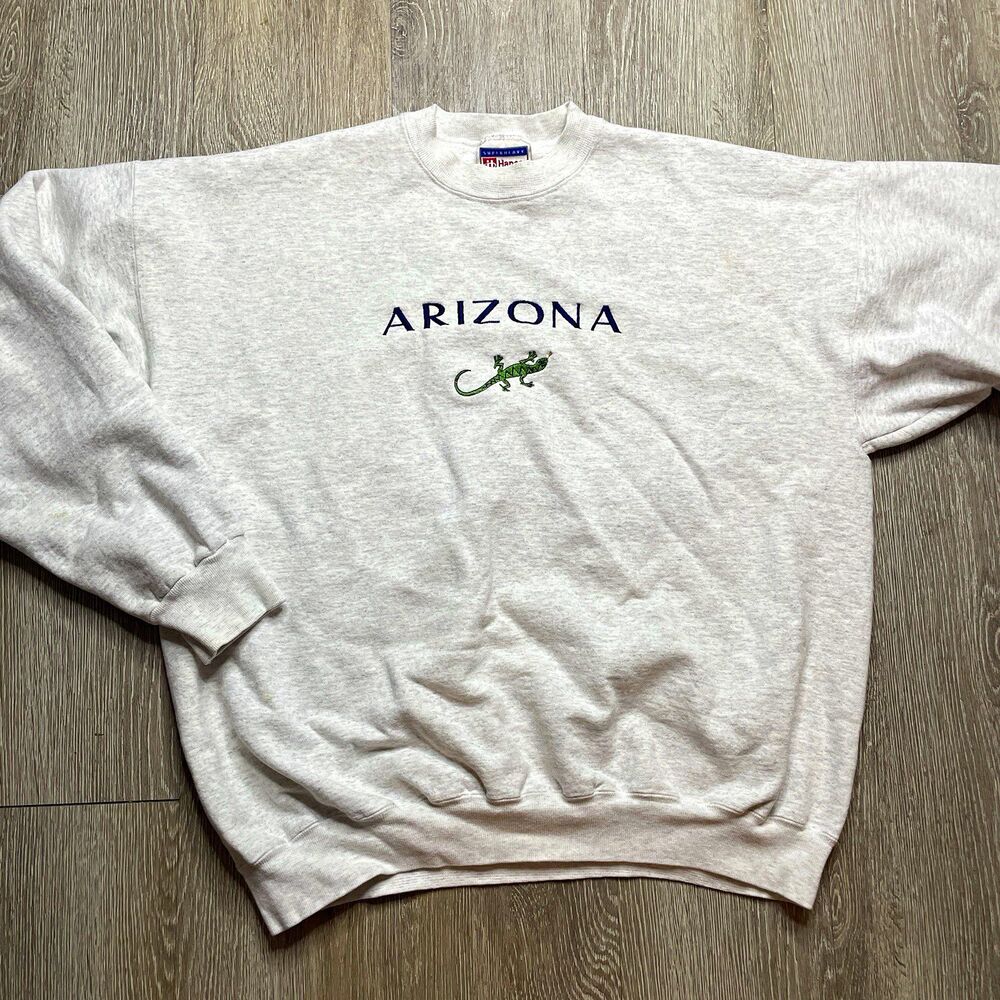 Vintage Hanes Heavyweight Cotton Crewneck Arizona Lizard Sweatshirt Sz XL